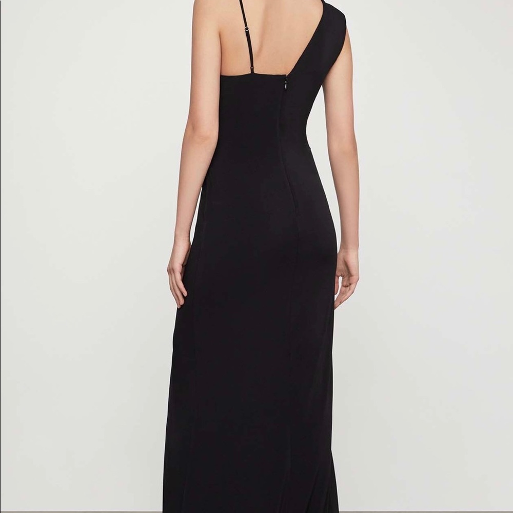 BCBG MAXAZRIA One Shoulder Lace Inset Gown